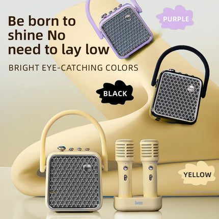 Portable Bluetooth Speaker with Dual Karaoke Microphones