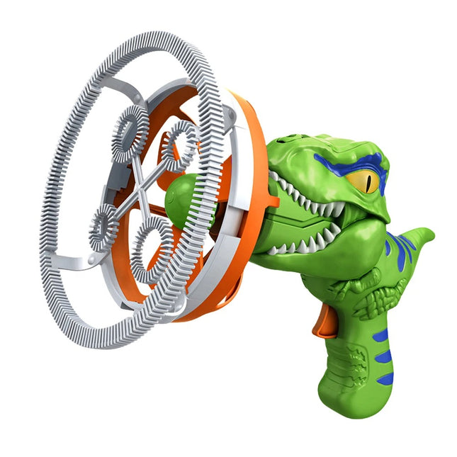 Soplador de burbujas eléctrico con forma de dinosaurio para niños