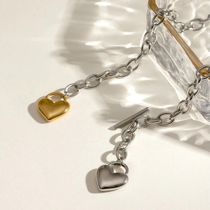 Gold Plated Stainless Steel Heart Pendant Necklace