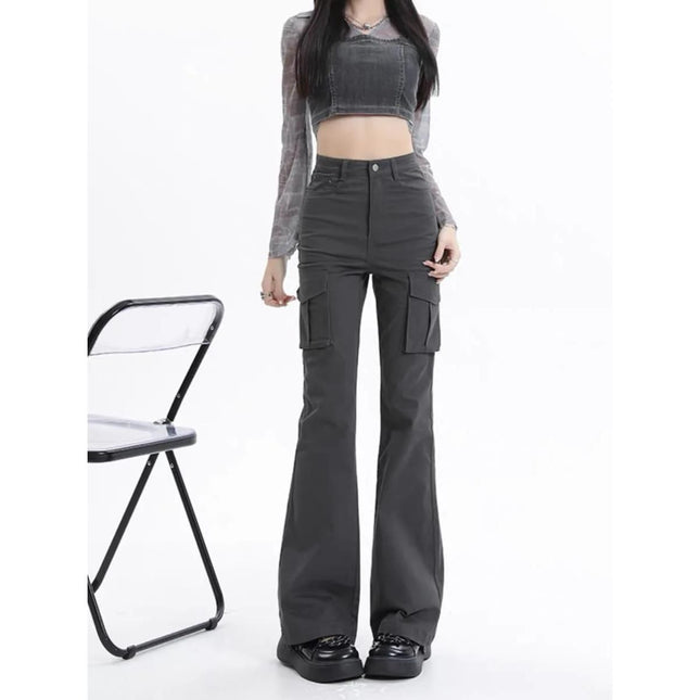 Jean cargo chic slim taille haute pour femme