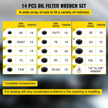 14 Piece Low Profile Oil Filter Socket Set - Wnkrs