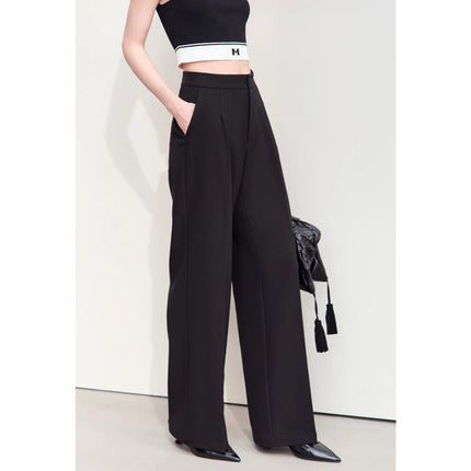 Pantalon élastique à jambe large pour femme d'automne