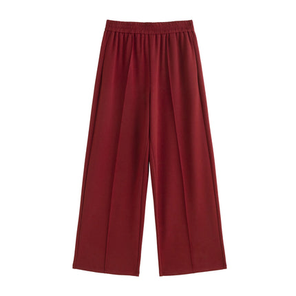 Pantalones casuales de cintura alta y pierna ancha para mujer para otoño