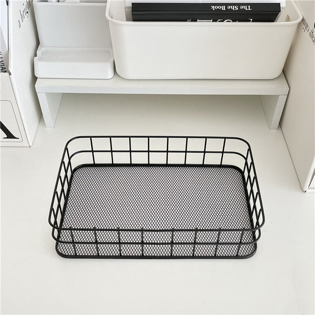 Panier de rangement de bureau en fer nordique