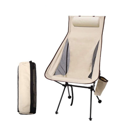 Lightweight Portable Camping Chair with Headrest - Durable Aluminum Folding Seat for Outdoors