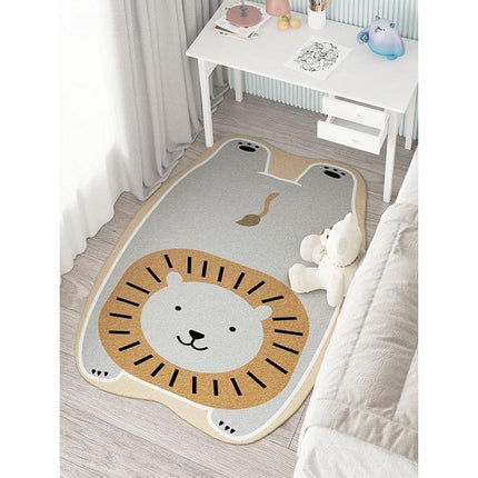 Tapis décoratifs pour salon avec animaux mignons – Tapis de chambre à coucher en peluche doux avec dessin animé