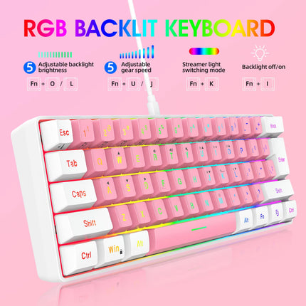 Ensemble clavier et souris de jeu filaire RGB à 61 touches