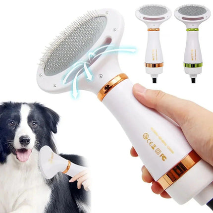 Hair Dryer and Comb Brush Portable Dog Hair Blower Adjustable Temperature Low Noise Pet Grooming Hair Dryer Puppy Fur Blower - Wnkrs