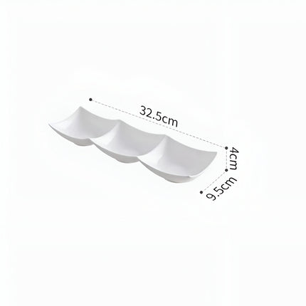 Assiette à compartiments élégante en céramique blanche - Parfaite pour servir des collations, des desserts et des fruits