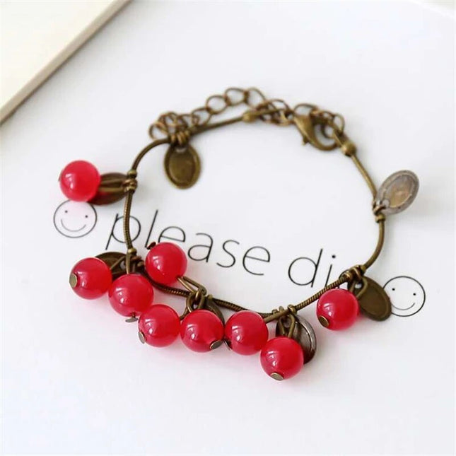 Bracelet Boho Vintage Cherry Coin pour filles