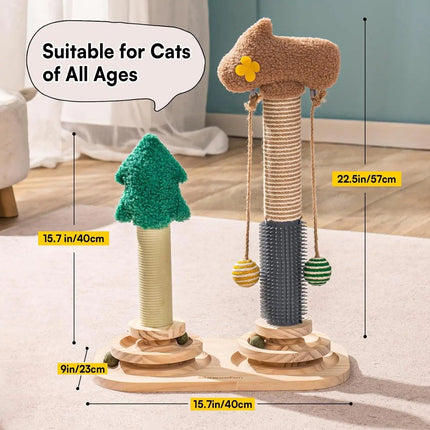 Multi-functional Cat Scratch Post with 3-Tier Track - Wnkrs