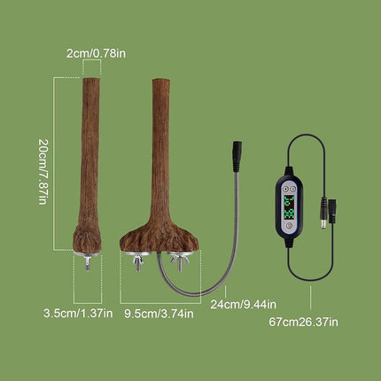 Percha para pájaros con calefacción y tubo antimordeduras