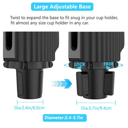 Portavasos y soporte para teléfono para automóvil ajustable 3 en 1 con soporte para botellas de bebidas