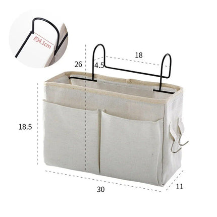 Multi-Purpose Bedside Storage Organizer: Canvas Hanging Pocket for Bedroom Essentials - Wnkrs