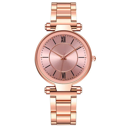 Exquisite Rose Gold Stainless Steel Women's Quartz Watch