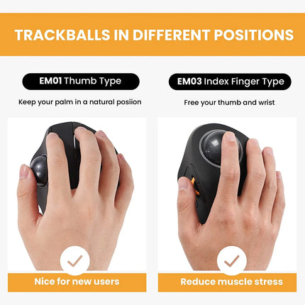 Ratón trackball inalámbrico recargable para dedo índice