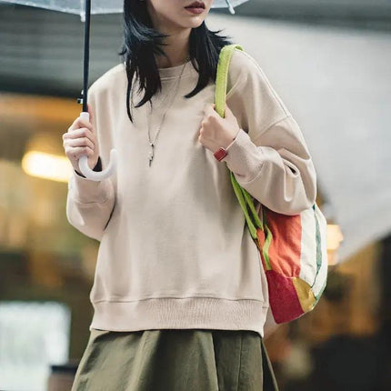 Basic Solid Color Casual Loose Hoodie