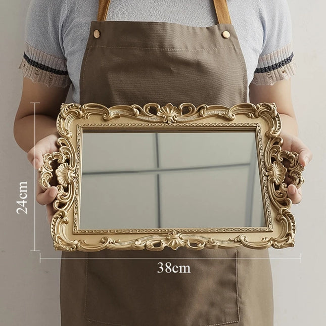 Plateau décoratif en miroir doré européen vintage