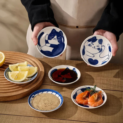 Japanese Lucky Cat Ceramic Sauce Dish