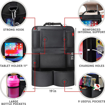 Backseat Organizer with Touchscreen Tablet Holder & Kick Mat Protector - Wnkrs