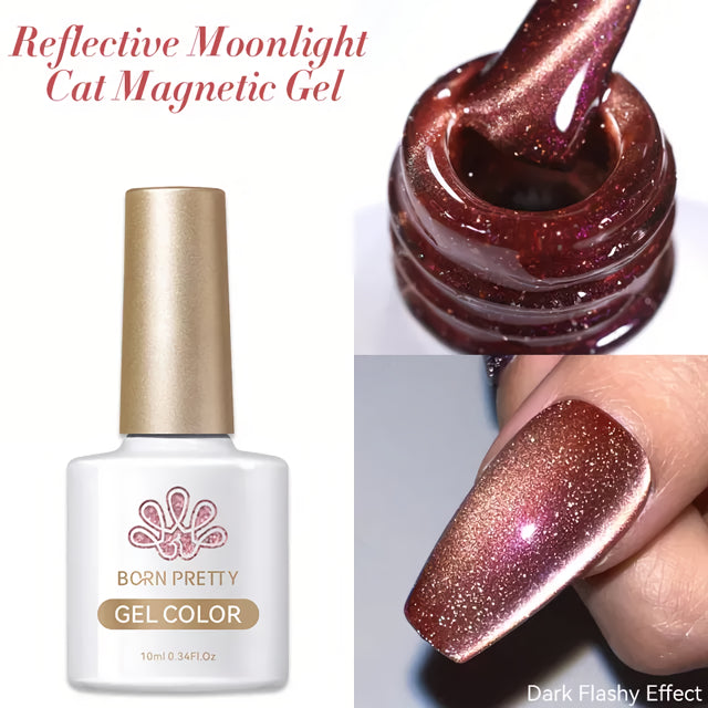 Esmalte de uñas en gel magnético con efecto gato y luz de luna reflectante de 10 ml