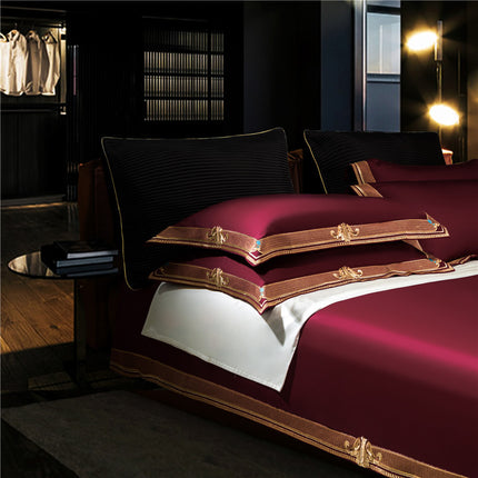 Cotton Pure Cotton Light Luxury Wine Red Bedding - Wnkrs