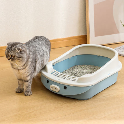 Caja de arena para gatos semicerrada de gran tamaño