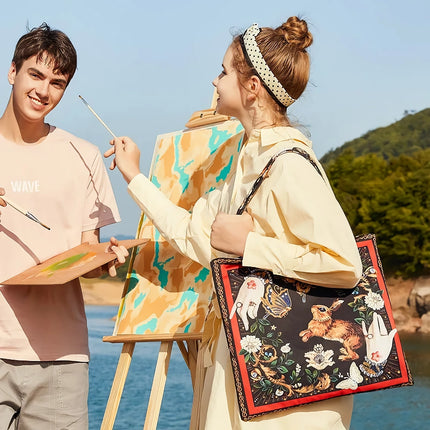 Sac fourre-tout en toile à imprimé animal à la mode pour femme - Sac à main à bandoulière de grande capacité