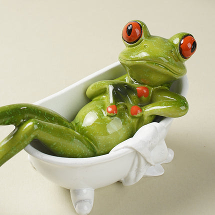 Figurines de baignoire en résine représentant une grenouille de toilette