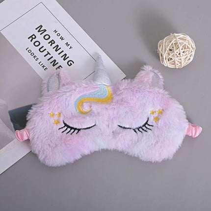 Masque pour les yeux en peluche licorne à paillettes