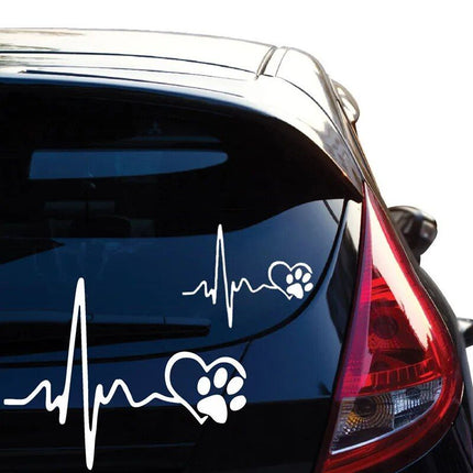 Cute ECG Heart & Paw Car Decal - Wnkrs