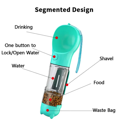 Station d'hydratation portable 3 en 1 pour animaux de compagnie