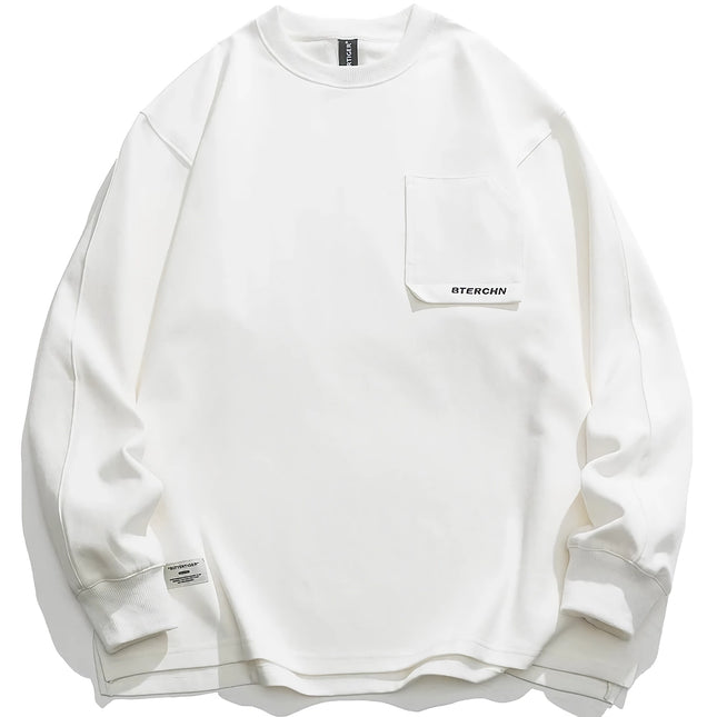 High Quality Vintage Crew Neck Sweatshirt for Men - Casual Long Sleeve Pullover