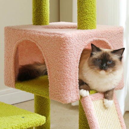 Arbre à chat à fleurs de 47 pouces, tour à plusieurs niveaux avec poteaux à gratter en sisal et perchoir confortable pour chats d'intérieur