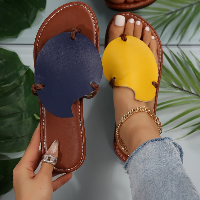 Sandalias casuales con punta de clip a juego de colores, zapatillas planas personalizadas de verano para exteriores para mujer, chanclas