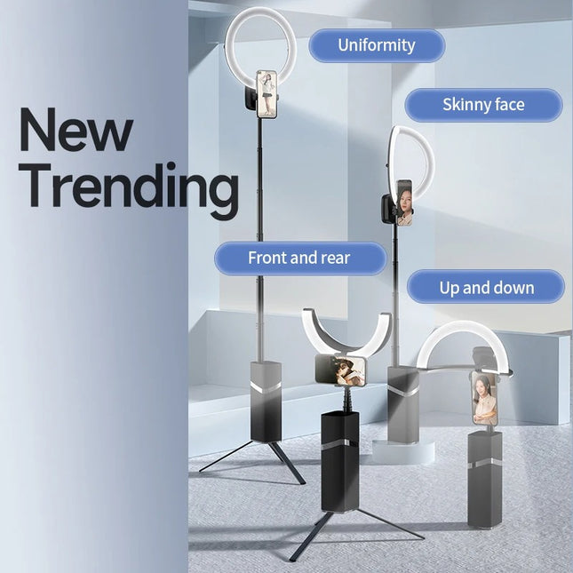 Anneau lumineux pliable avec trépied et support de téléphone portable