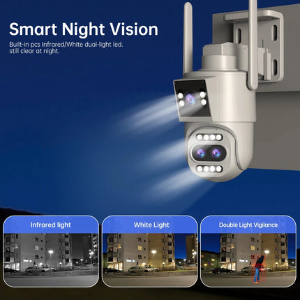 Advanced Security Camera with Dual Screens and Triple Lenses