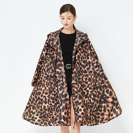 Chubasquero impermeable para mujer con estampado de leopardo