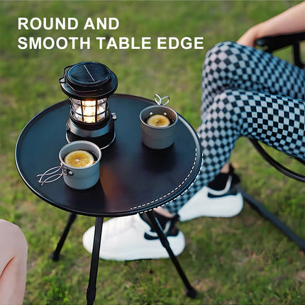 Adjustable Ultralight Portable Camping Round Table with Light Stand