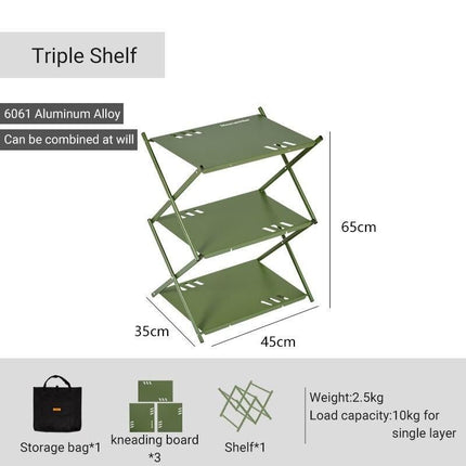 Multi-Level Portable Folding Camping Shelf – Aluminum Outdoor BBQ Table Rack - Wnkrs