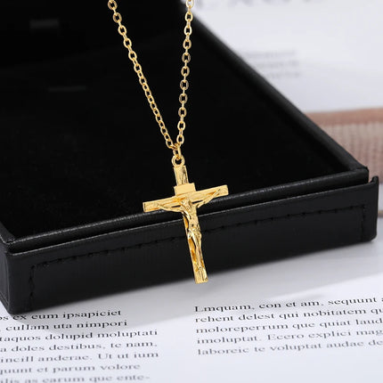 Jesus Cross Pendant Necklace for Women & Men - Gothic Stainless Steel Retro Punk Rock Charm