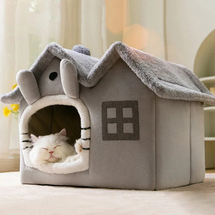 Casa para gatos plegable y cálida para el invierno: cama para mascotas pequeñas