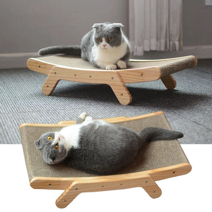 Multi-Functional Wooden Cat Scratcher & Lounge Bed - Wnkrs