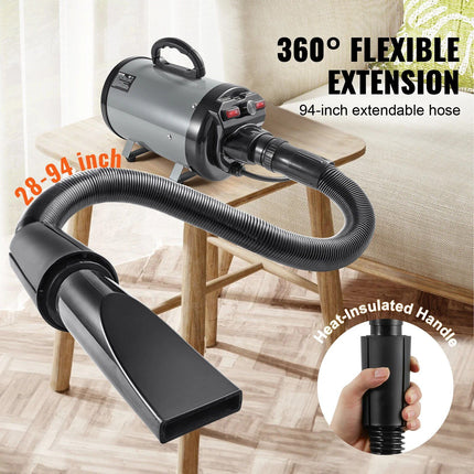 High-Efficiency 2000W Pet Hair Dryer with Adjustable Speed & Temperature Control - Wnkrs