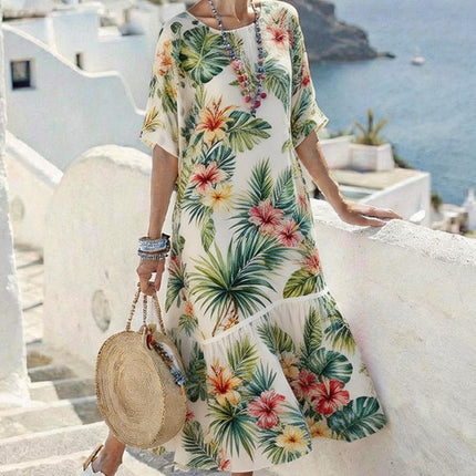 Vestido largo de mujer con estampado digital