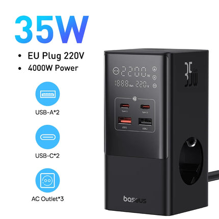 35W Fast Charger 7-in-1 Power Strip with Digital Display