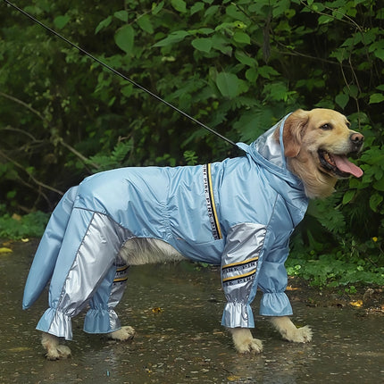 Imperméable pour gros chien avec combinaison queue – Veste imperméable pour grands chiens avec bandes réfléchissantes et trou de remorquage