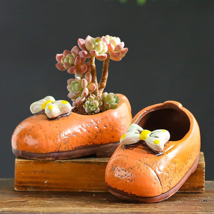 Charming Ceramic Boot Vase for Succulents and Flowers