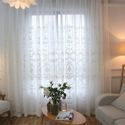 New Translucent Embroidered Window Screen White European Style - Wnkrs