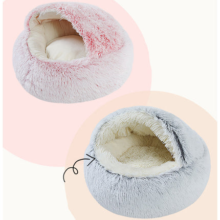 Lit rond et confortable en peluche pour chat